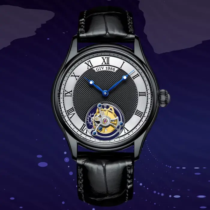 Seton-Montre Mécanique Tourbillon Volant pour Homme