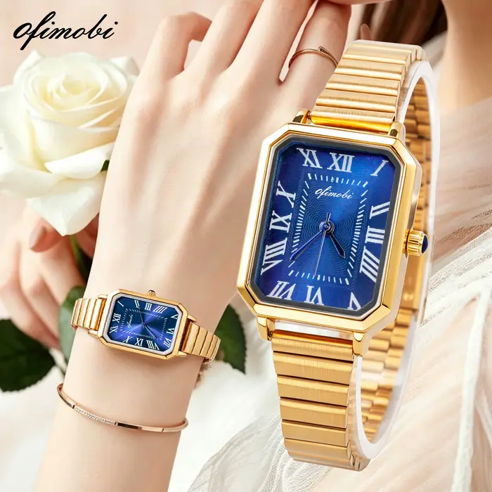Montre à quartz rectangulaire élégante vintage pour femme