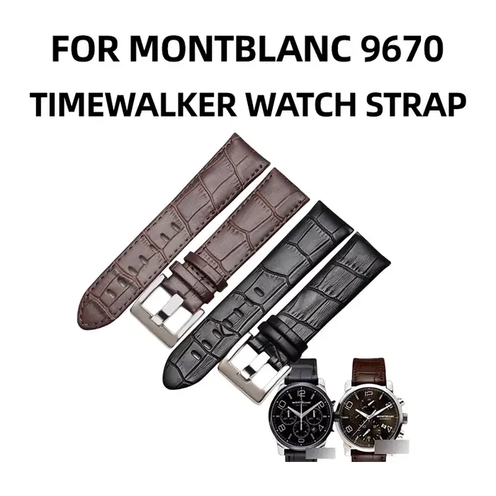 Bracelet de montre en cuir pour ALLIGATOR MONTBLANC 9670 TIMEWALKER