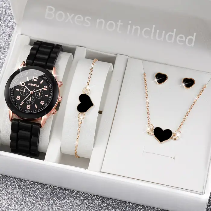 Ensemble de montres à quartz avec bracelet en silicone pour femme