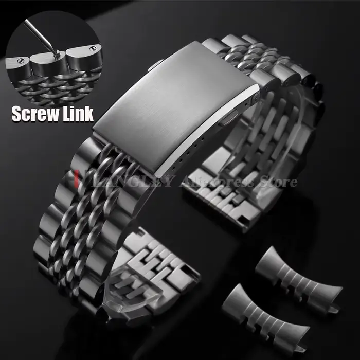Bracelet de montre en acier inoxydable massif pour homme et femme finitions droites et courbes pour Omega Rolex Seiko Jubilee occasions spéciales professionnelles sociales