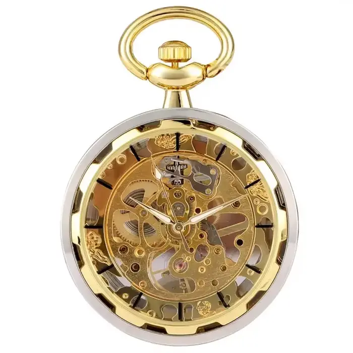 Montre de poche mécanique en Bronze à remontage manuel pour hommes et femmes, Steampunk, cadran ouve