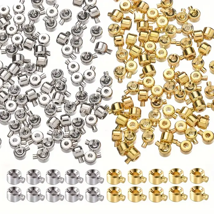 20 pièces de fermoirs de positionnement en cuivre 3x4mm avec capuchons de perles - Connecteurs pour 