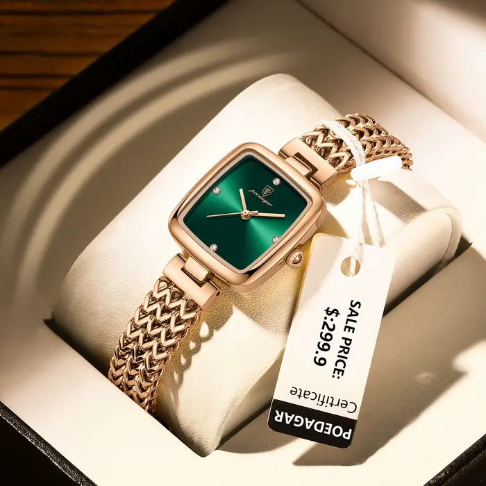 POEDAGAR montre carrée de luxe pour femme étanche en acier inoxydable femmes montres à Quartz