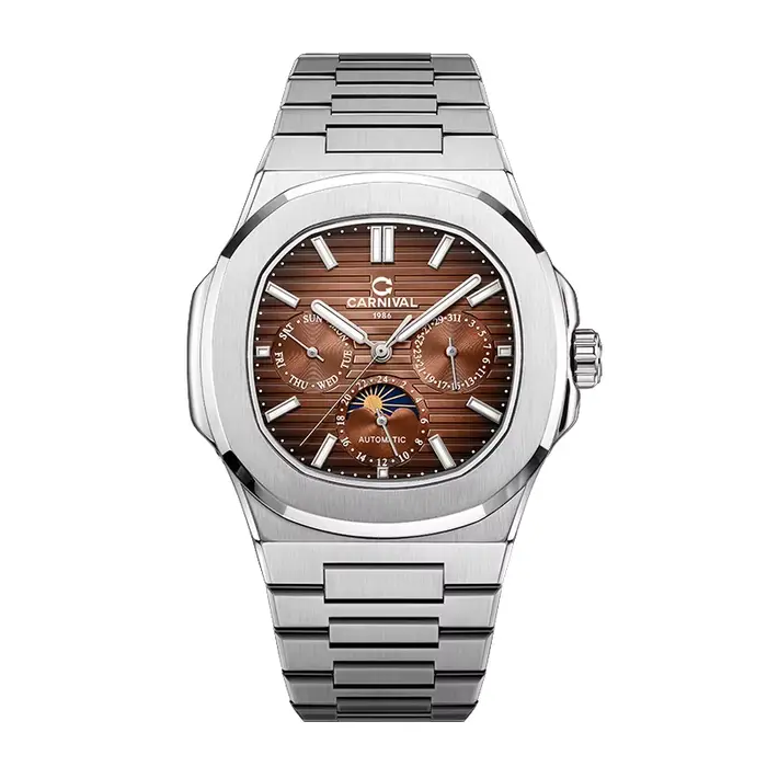 Montre automatique MIYOTA Suisse pour homme, mécanique haut de gamme, multifonction, phase de lune, 