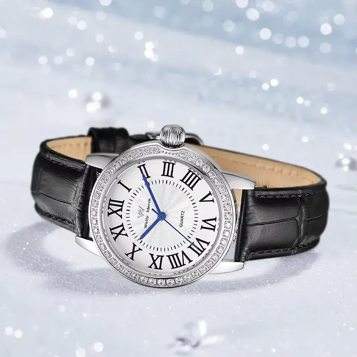 Montre rétro quartz élégante pour femme résistante à l'eau et saphiroccasion spéciale et quotidienne