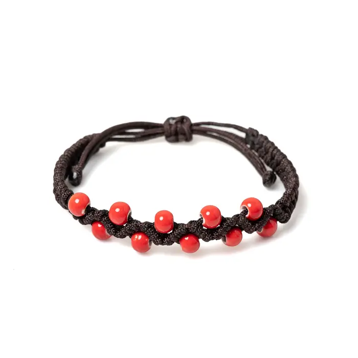Bracelet en céramique rouge ajustable style boho pour homme et femme cadeau romantique pour couples occasions spéciales