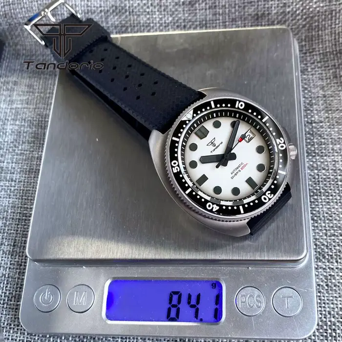 Montre de plongée Tandorio NH35A Titane Automatique avec Bracelet Caoutchouc pour Hommes Occasions Spéciales Plongée Élégante