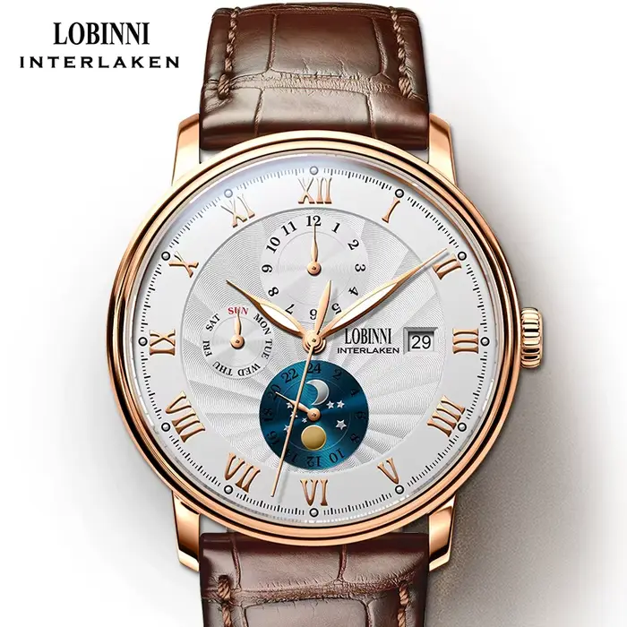 LOBINSettlement-Montre-bracelet de marque de mode pour hommes, SeaghydrAutomatic Horloge mécanique S