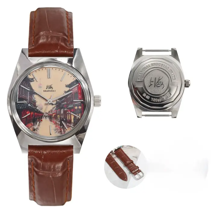 Montre mécanique à remontage manuel Shanghai 36mm pour hommes, mouvement manuel 7120, étanche, style
