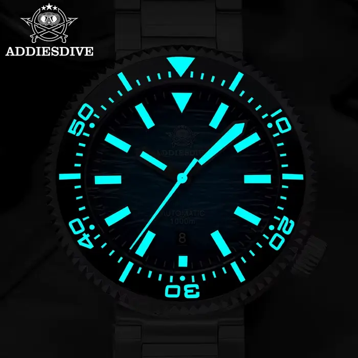 ADDIESDIVE Nouvelle Montre de Plongée de Luxe 2026 100 Bar Super Lumineuse avec Lunette en Céramique Personnalisée Verre Saphir Acier Analogique