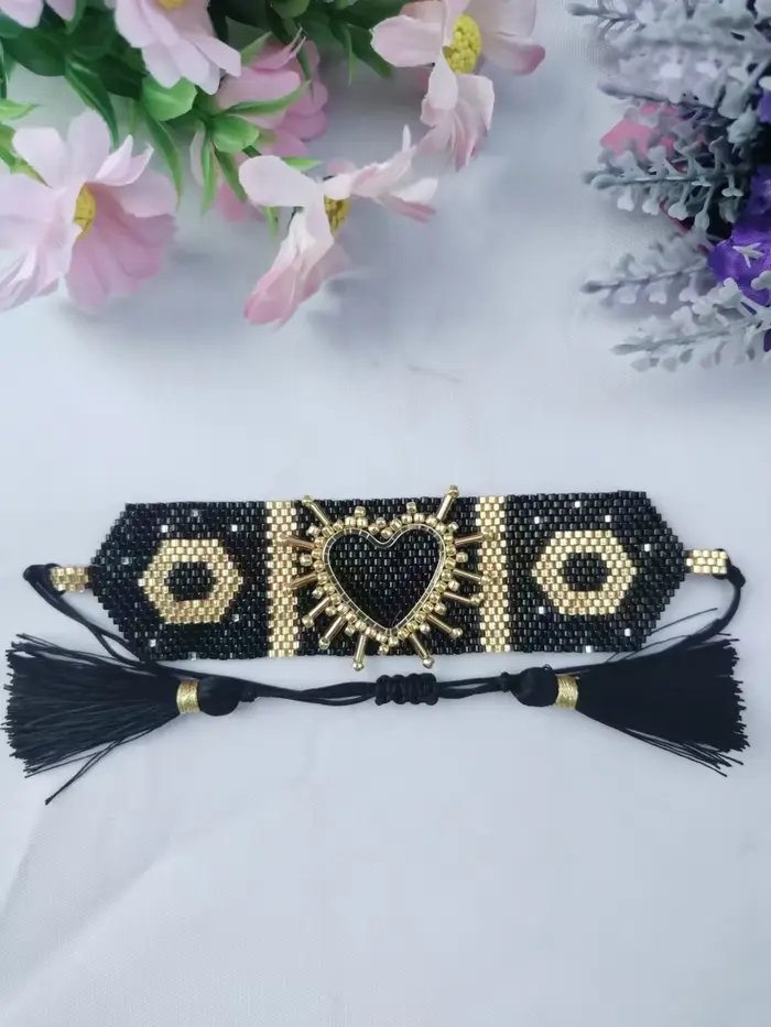 Bracelet perlé tricoté à la main unisexe