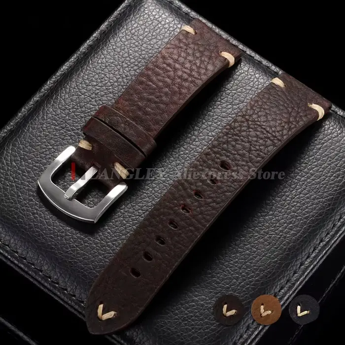 Bracelet de montre en cuir véritable fait à la main