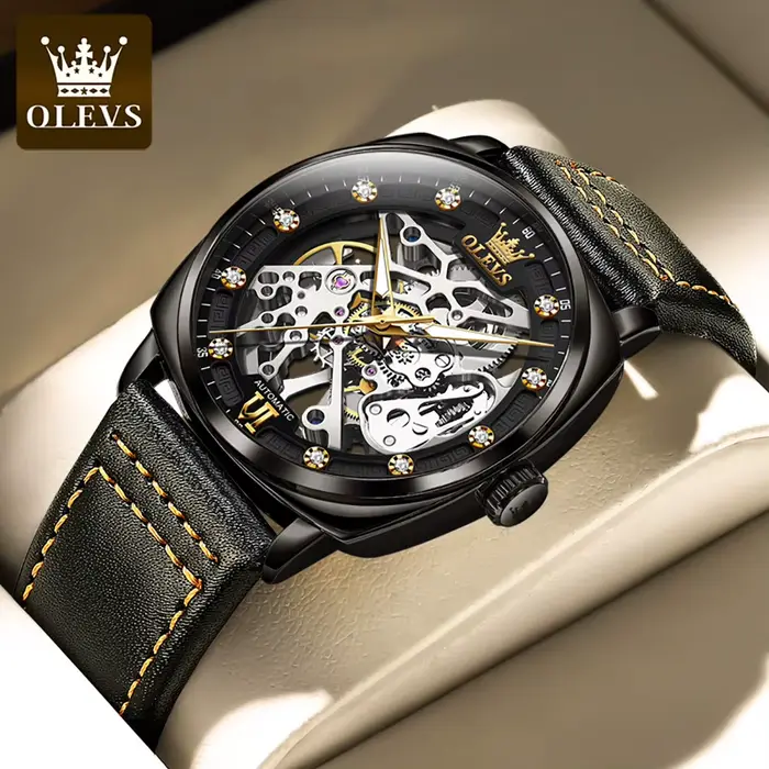 OLEVS 6651 montre pour hommes classique automatique montre mécanique pour hommes creux squelette hor