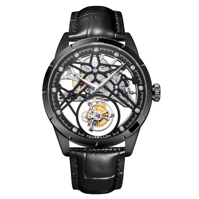 AESOP véritable Tourbillon montres mouvement squelette pour hommes squelette horloge luxe saphir éta