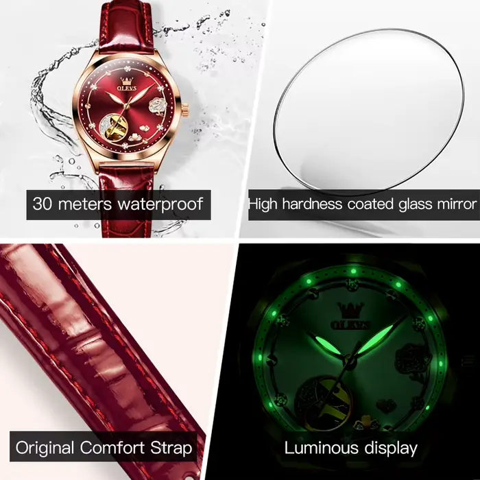 Montre-bracelet mécanique automatique OLEVS 6601 pour femmes