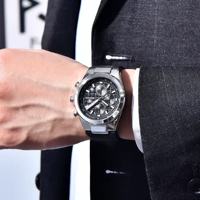 Montre Quartz PAGANI DESIGN Chronographe Résistante à l'Eau pour Hommes Occasions Spéciales Affaires Robuste Cuir