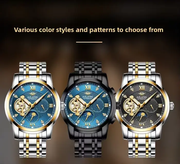 Montre mécanique Daniel Gorman Tourbillon avec cadran squelette pour hommes occasions spéciales robuste et élégante