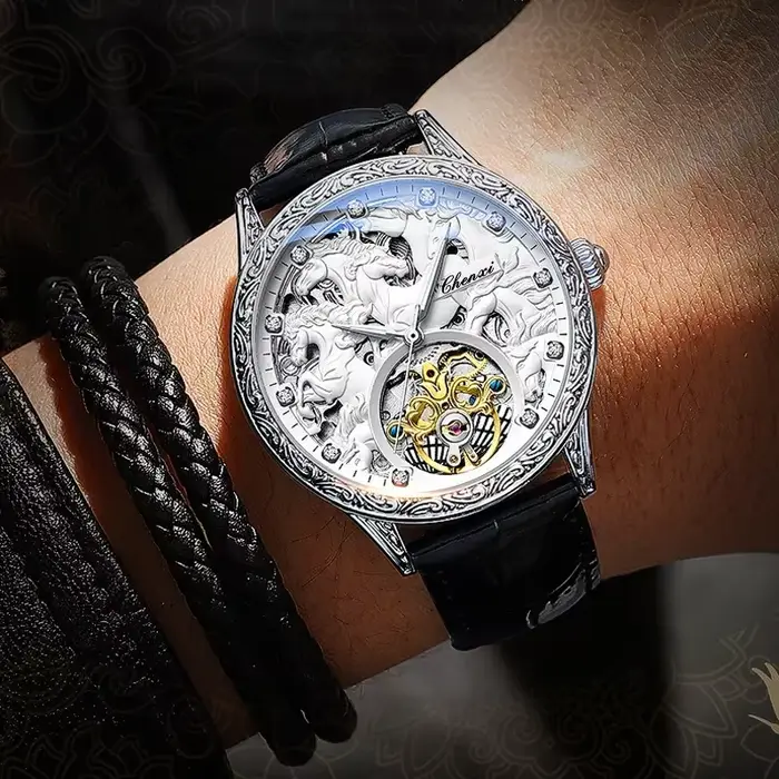 CHENXI 6029 montre hommes Design de mode cheval montres bracelet en cuir automatique