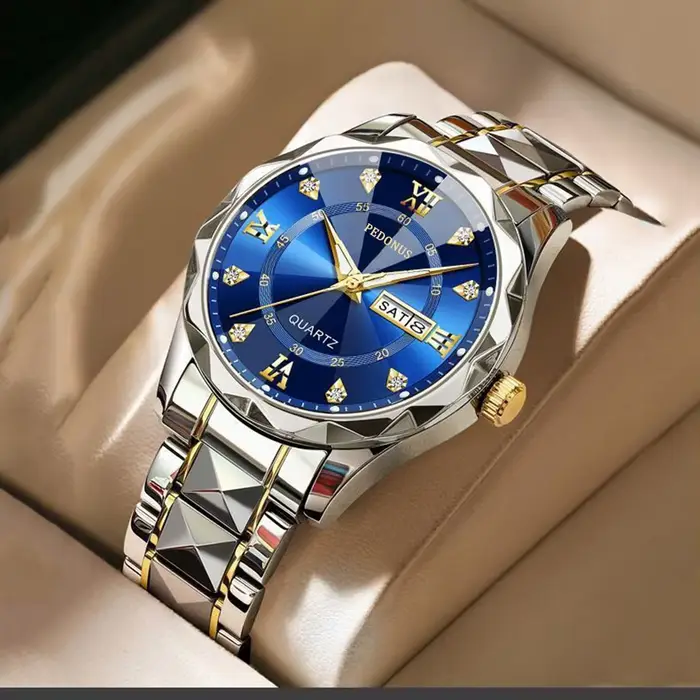 Montre de luxe pour homme, montre à quartz avec calendrier, mode et affaires