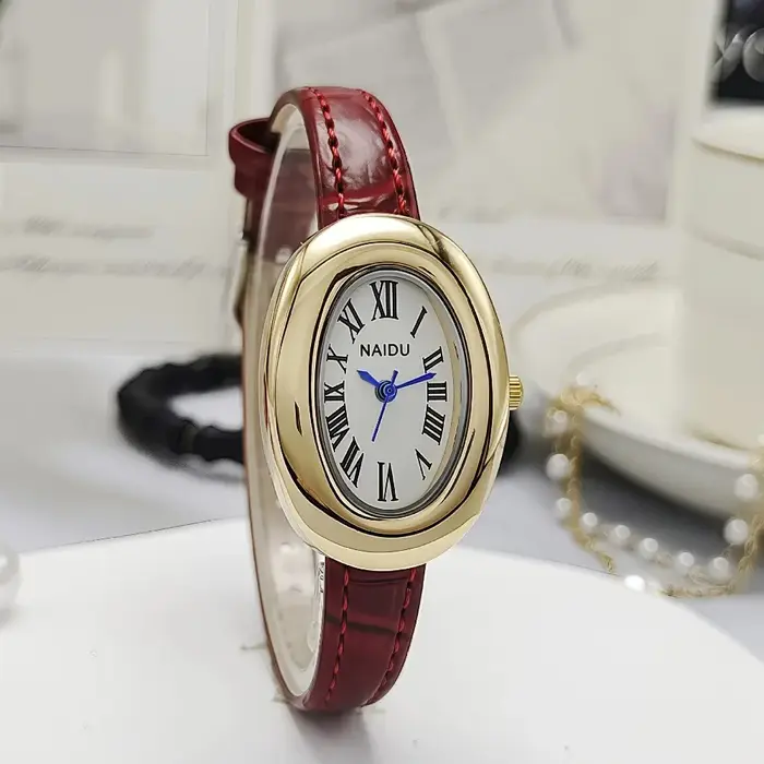 Vintage ovale oeuf d'oie montre à Quartz mode luxe bracelet en cuir femmes montre-bracelet dames robe montres cadeau horloge Relojes