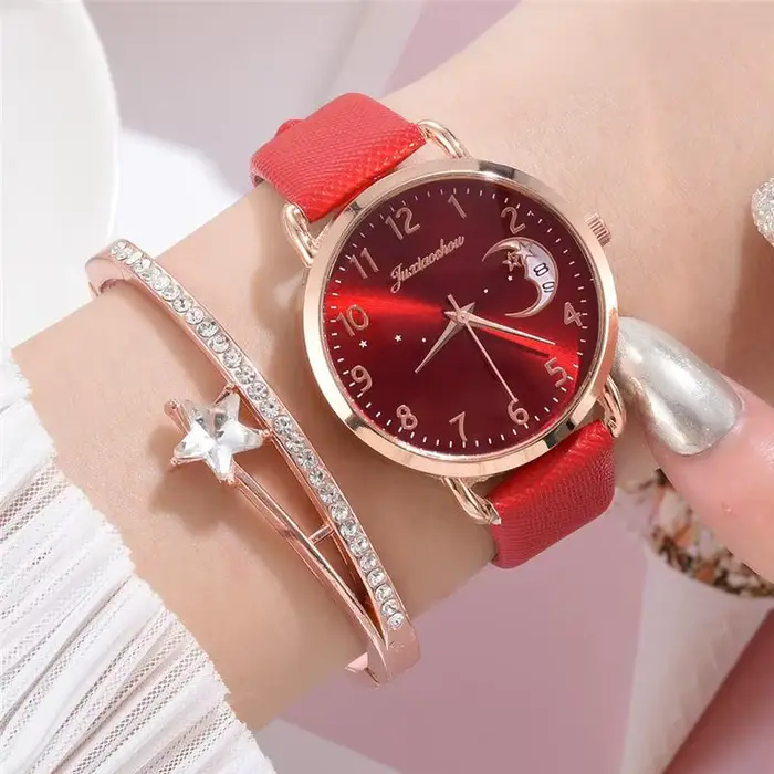 Montre blanche à Quartz en cuir pour femmes