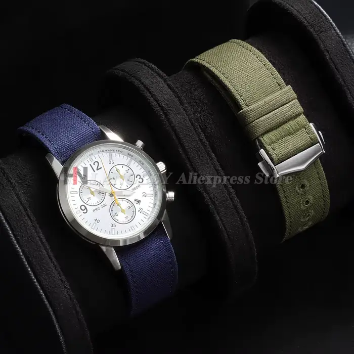Bracelet de montre en nylon côtelé premium 20mm 22mm avec fermoir déployant pour Omega