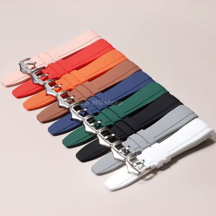 20mm 22mm Bracelet en caoutchouc haute qualité extrémité incurvée