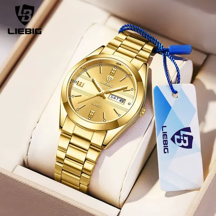 Montre-bracelet de luxe avec bracelet en acier pour homme et femme