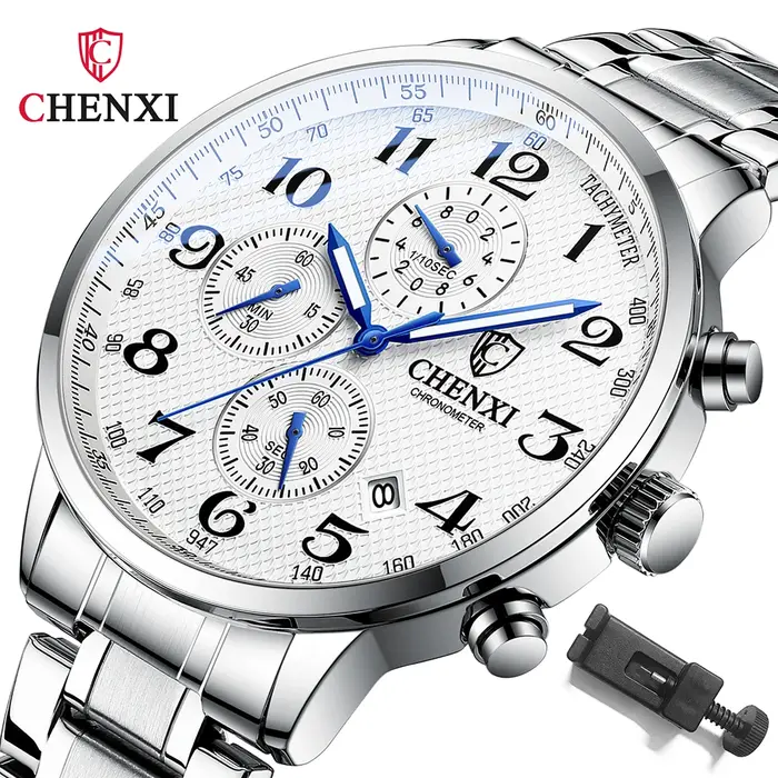 Marque CHENXI montre hommes chronographe horloge en cuir décontracté haute qualité montres à Quartz