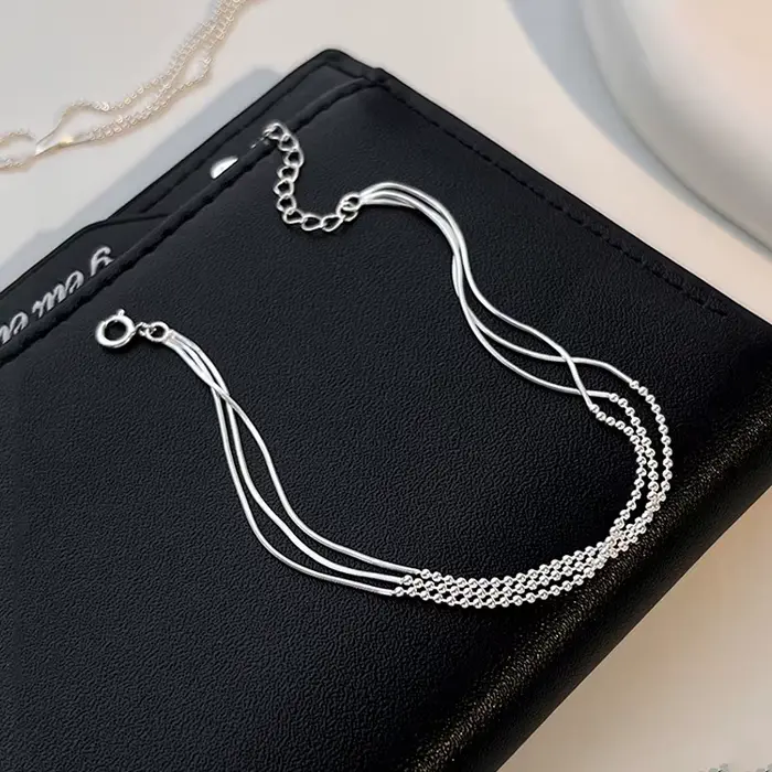 Nouveau Bracelet multicouche en argent Sterling 925