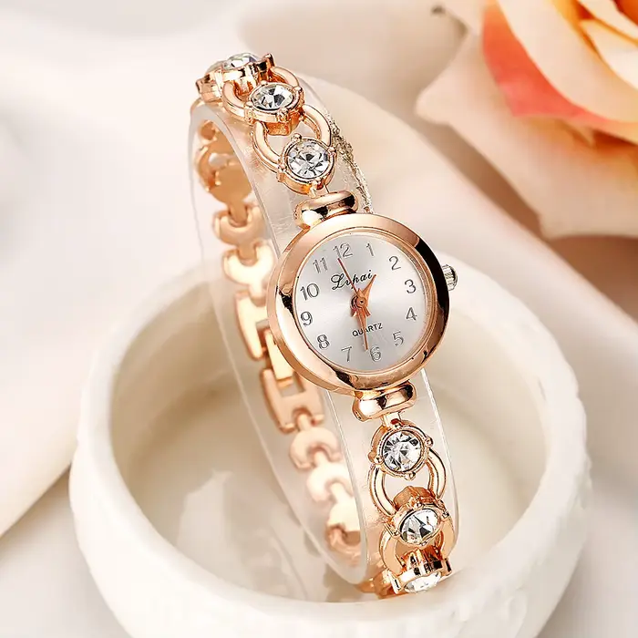 Montre-bracelet en acier inoxydable pour femme, montres de marque de luxe, bracelet en cristal, robe