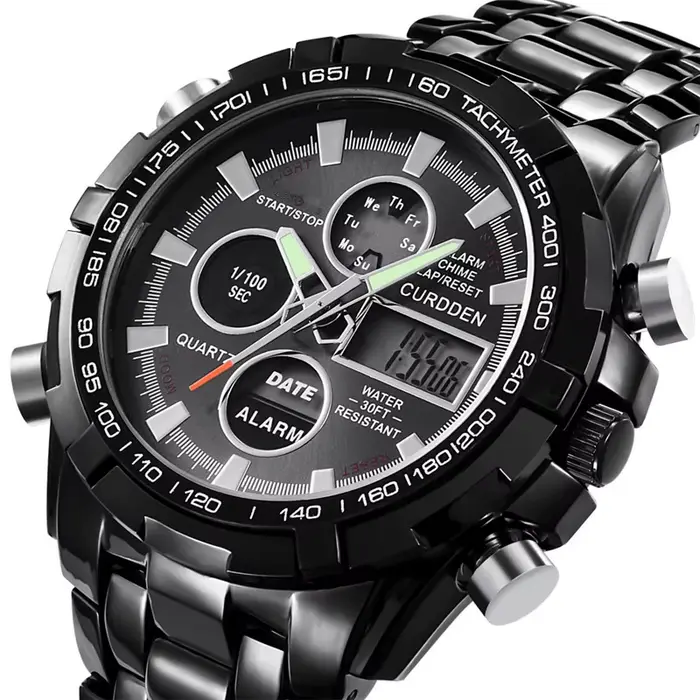 Grande marque montres pour hommes mode alliage bande double temps multi-fonction sport chronographe Montre d'affaires