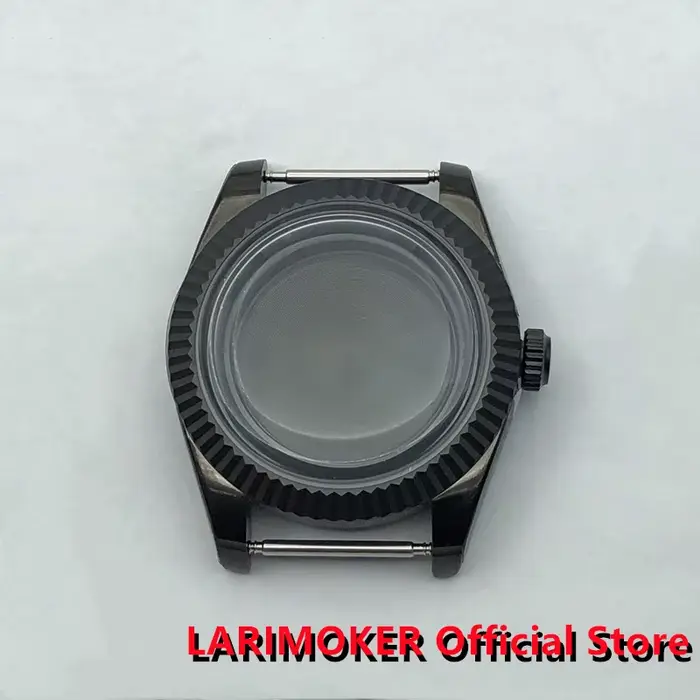Boîtier de montre en verre saphir avec dents noires