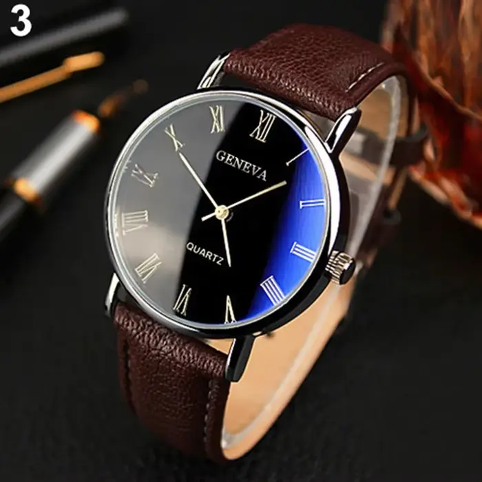 Montre genève vintage classique pour hommes, montre-bracelet analogique à quartz pour affaires, chif
