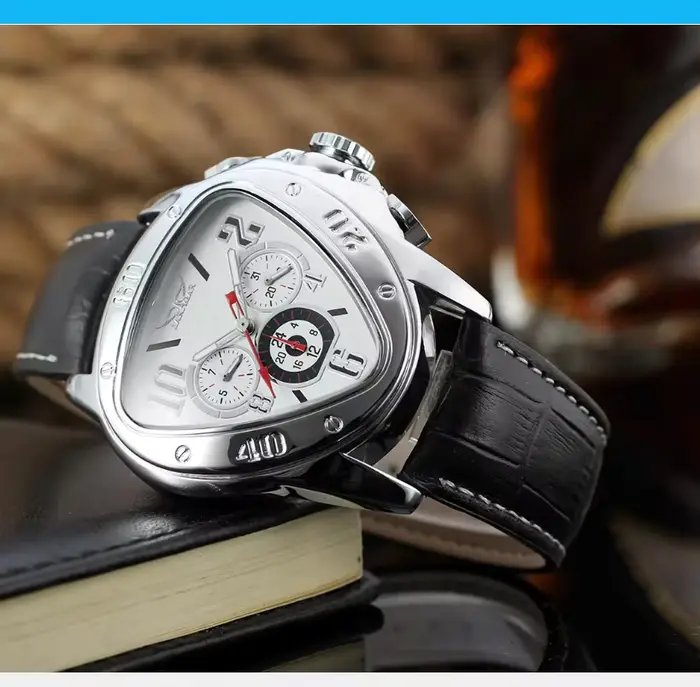 Montre mécanique à trois yeux et six aiguilles pour hommes et femmes