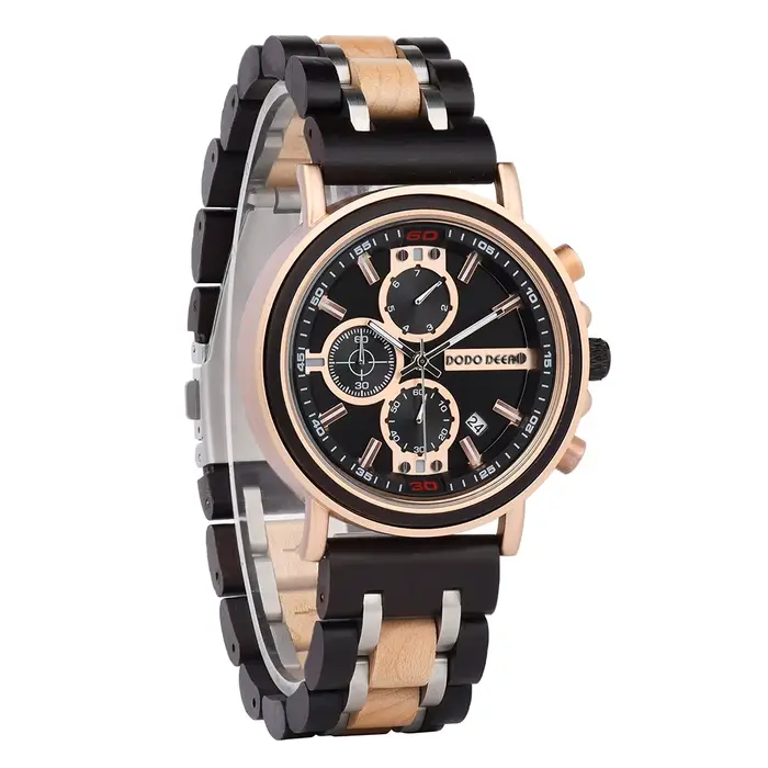 DODO DEER – montre multifonctionnelle en bois pour hommes, étanche, avec calendrier, secondes de course, chronographe, lumineuse, personnalisée, livraison directe