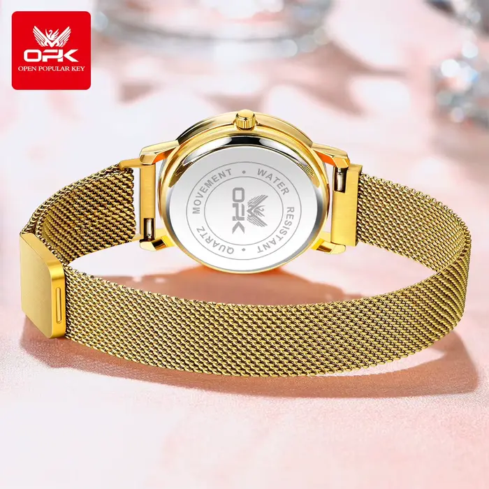 OPK 8115 montre pour femme Simple mode originale montre-bracelet à Quartz en acier inoxydable maille bracelet