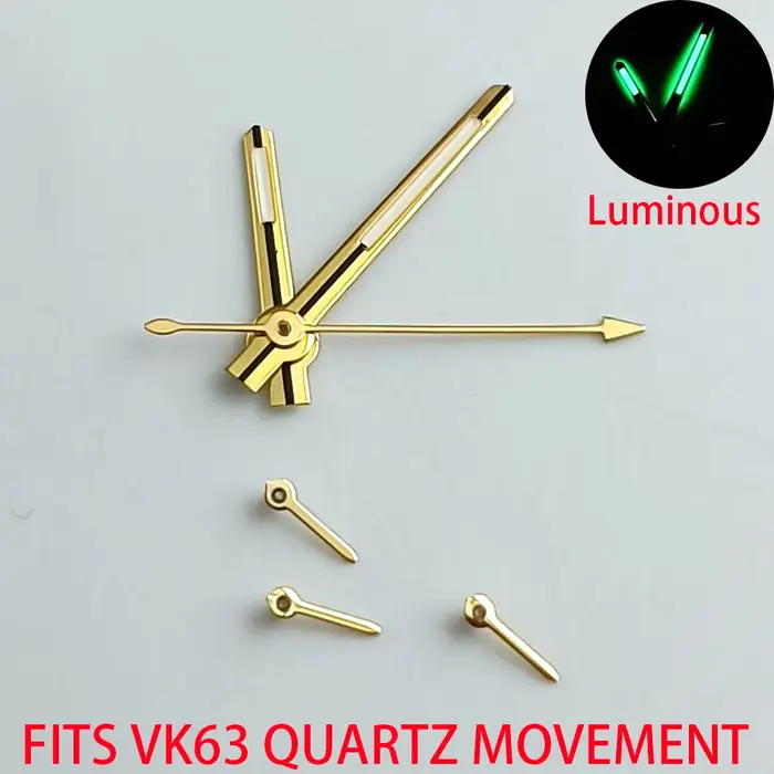 Aiguilles de montre à quartz VK63 VK63A avec éclat vert lumineux pour mouvements à quartz VK63 VK63A occasions spéciales