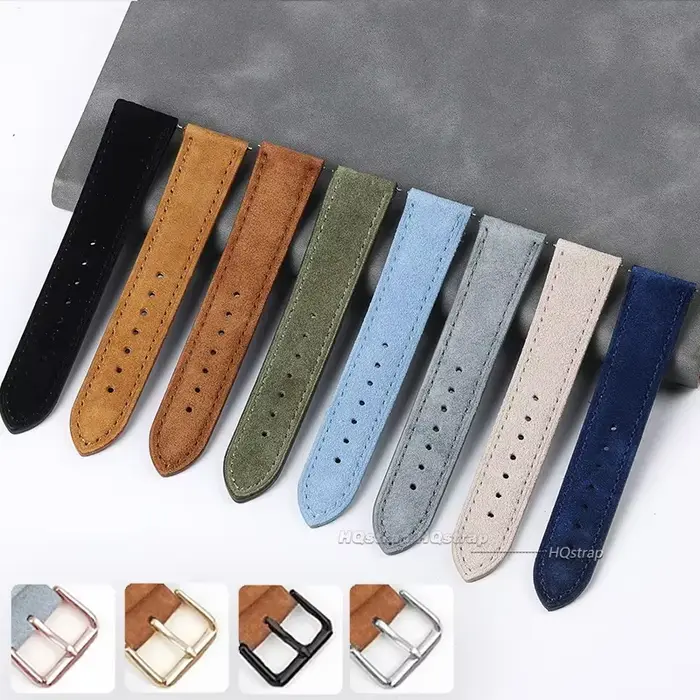Bracelet de montre en cuir véritable suédé pour Seiko