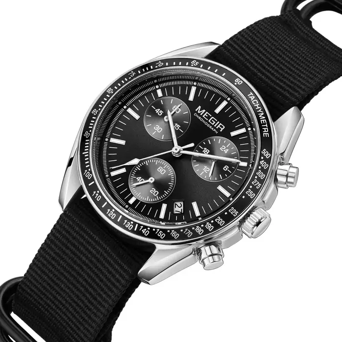 MEGIR nouvelles montres de luxe pour hommes toile tissage bracelet Sport automatique chronographe Qu