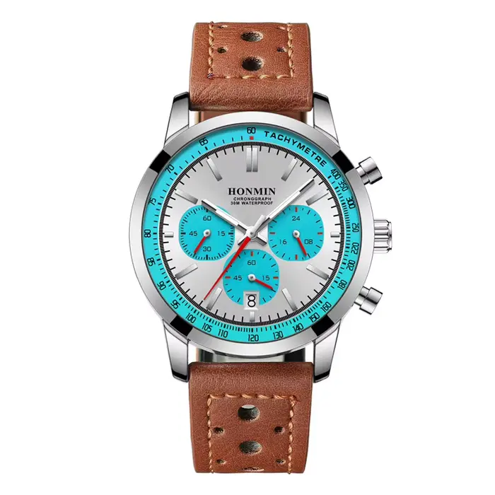 Chronographe de luxe multifonctionnel homme d'affaires montres marque Vintage tendance étanche ceinture Quartz horloge Relojes Para Hombre