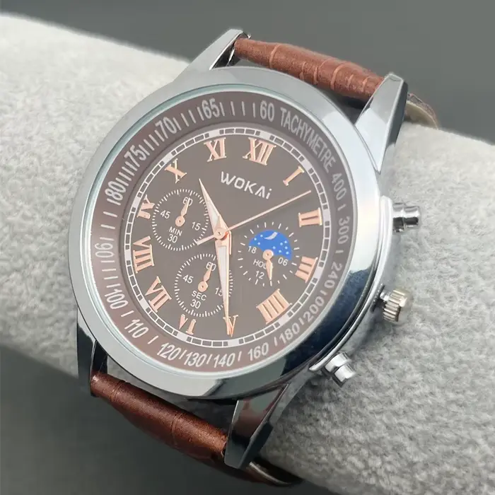 Wokai marque loisirs affaires homme montre Quartz sport décontracté en cuir hommes Relogio horloge élégant