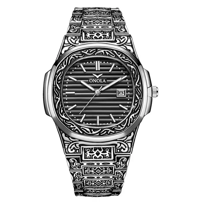 ONOLA rétro haut de gamme montre à Quartz hommes montre-bracelet étanche mode décontracté doré classique calendrier