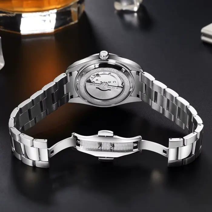 CADISEN Montre pour Hommes Top Marque De Luxe Cadran Noir Montres Automatiques Lumineux Étanche Mécanique