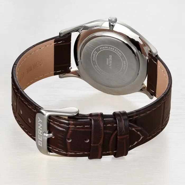 Montre BERNY Quartz Élégante Hommes Occasions Spéciales Casual Bronze Café Multicolore Rose