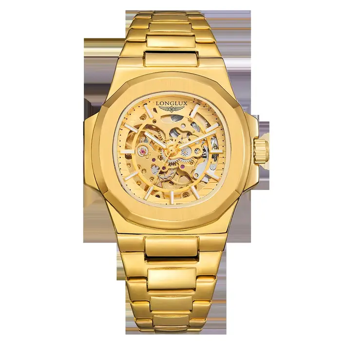 Montre mécanique automatique LONGLUX pour homme, montres de luxe, étanches, squelette, pour affaires