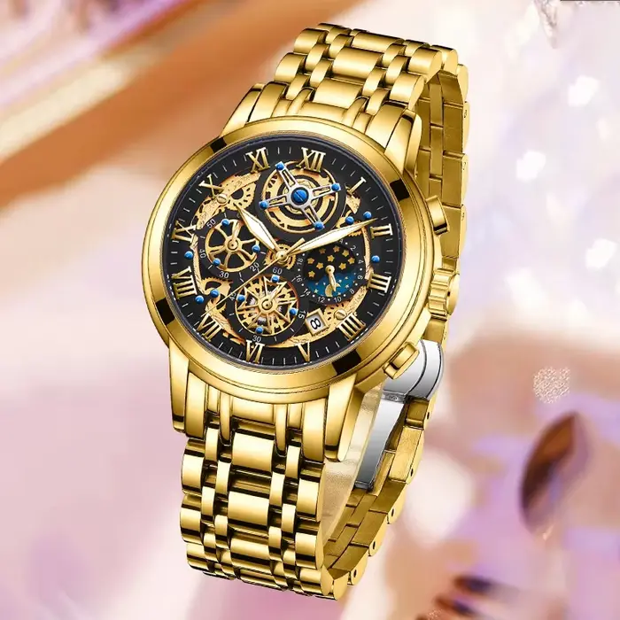 LIGE 2024 nouvelle mode or femmes montre haut de gamme de luxe étanche montres
