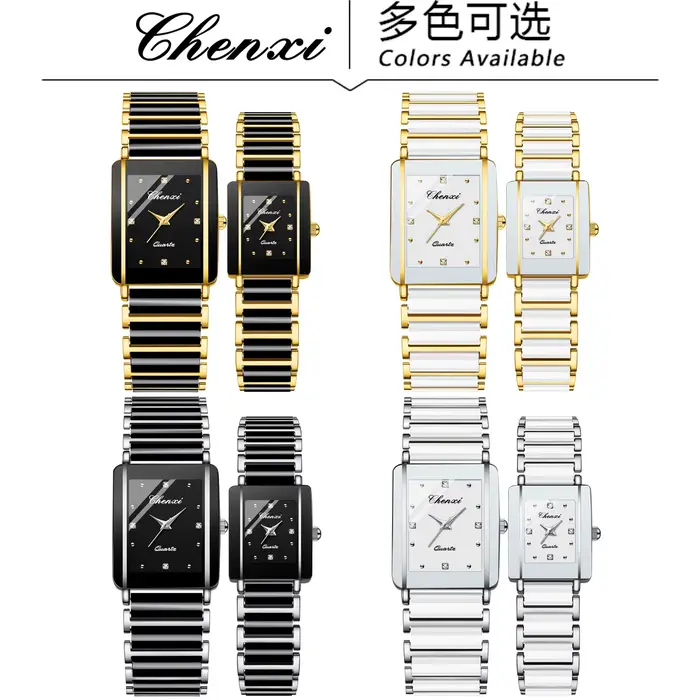 CHENXI 104A montres de Couple de luxe étanche relojes para damas montre-bracelet pour femme et homme bracelet en céramique simulée cadeau