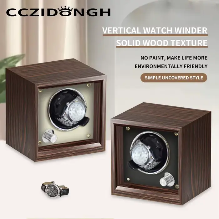CCZIDONGH 1+0 Boîte à montres automatique en bois avec remontoir mécanique et moteur Wanbao ultra-silencieux